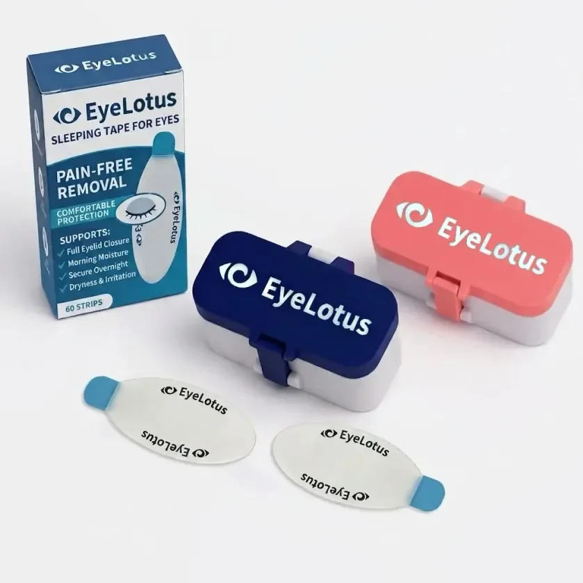 EyeLotus overnight eye tape, the box and strips