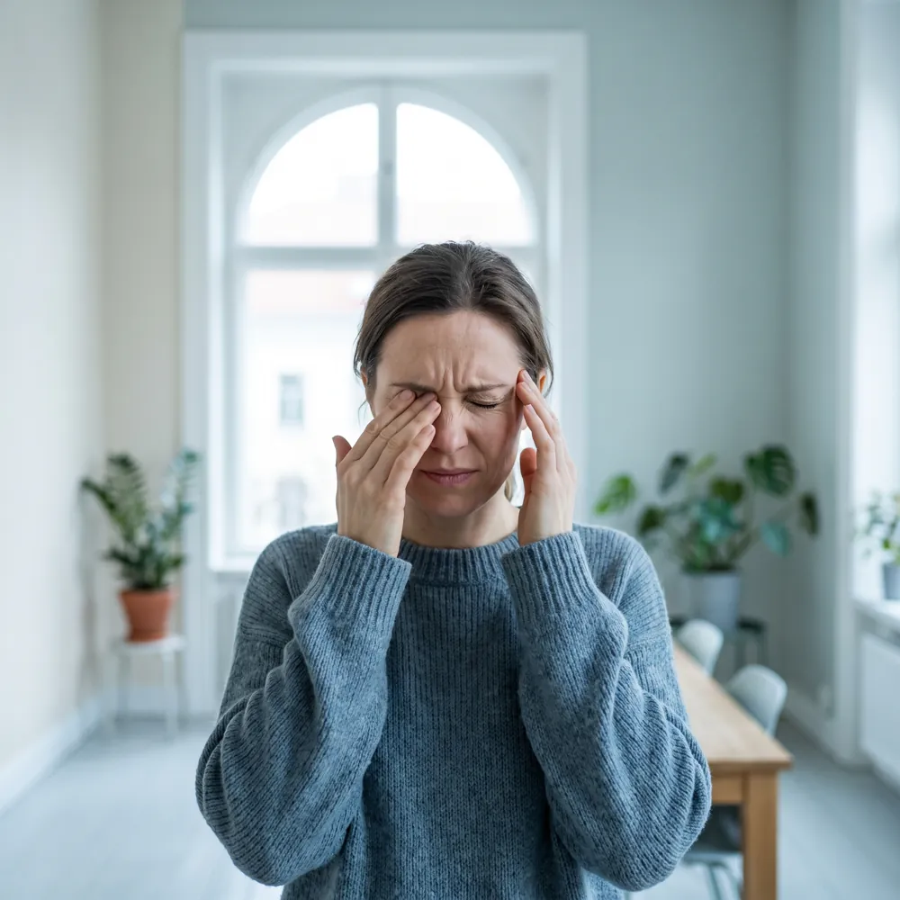 A person who has dry eyes